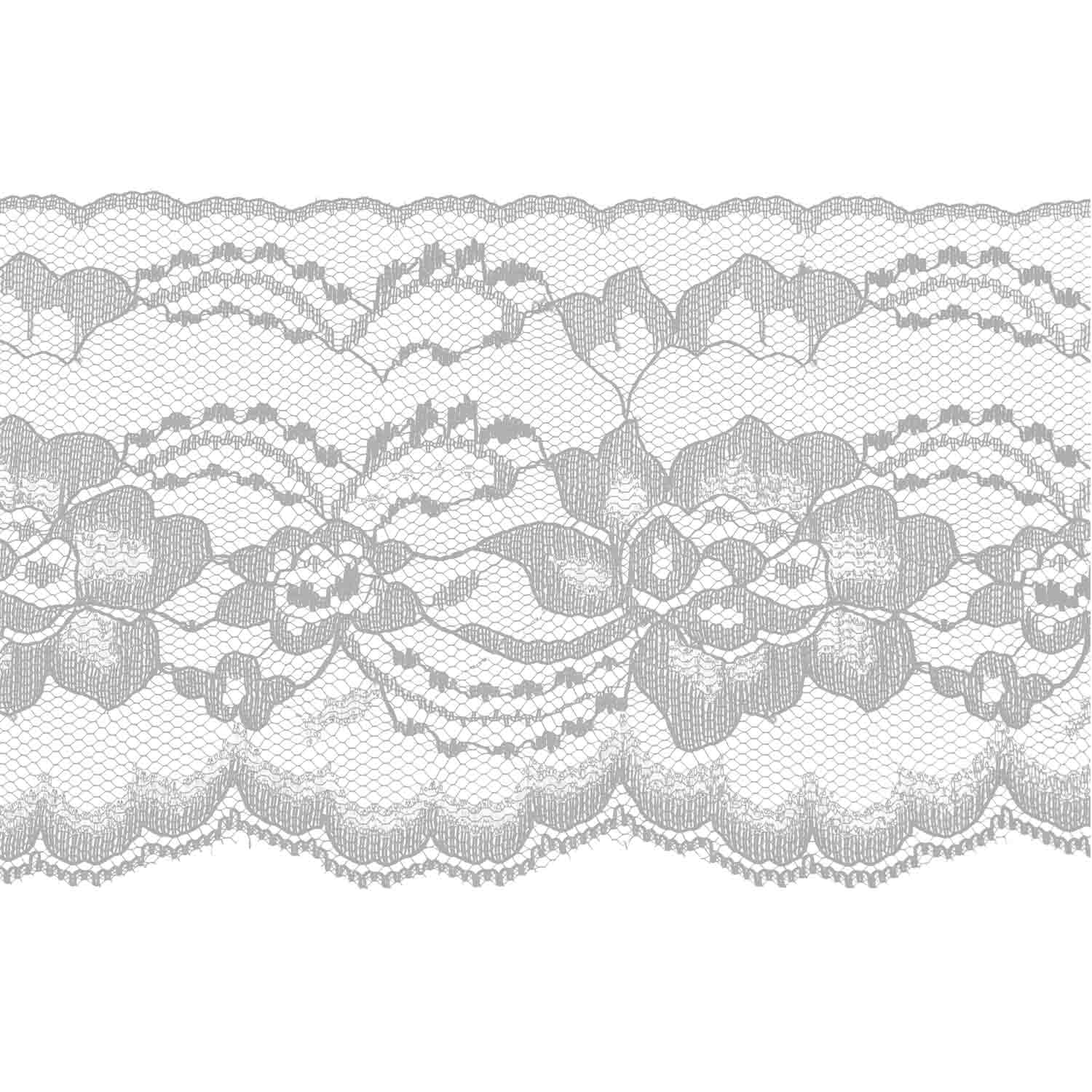 4 Inch Flat Lace White with Silver