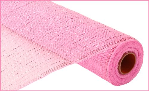 Pink with Iridescent Foil Decorating Poly Mesh 21 Inches by 10 Yards