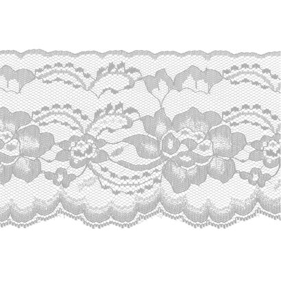 White with Silver 4 Inch Wide Flat Lace