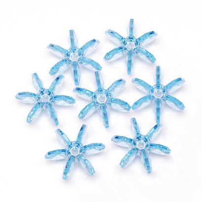 10mm Transparent Light Sapphire Starflake Plastic Beads
