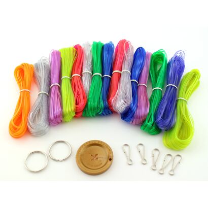 Rexlace Plastic Lacing Variety Pack Flat String Cord Primary Colors Kit  Jewelry Lanyard Key Ring Critter Zipper Pull EZ Gimper Tool 